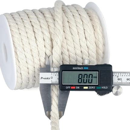 1/3 Inch Nautical Cotton Rope Crafts, 8mm x 65Feet Clothes line Rope for Outdoor,3 Ply White Rope Cord Unbleached Rope, Macrame Cord Rope for Clothesline, Baskets, Hangings Pots, Pet, Toys.