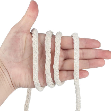 1/3 Inch Nautical Cotton Rope Crafts, 8mm x 65Feet Clothes line Rope for Outdoor,3 Ply White Rope Cord Unbleached Rope, Macrame Cord Rope for Clothesline, Baskets, Hangings Pots, Pet, Toys.