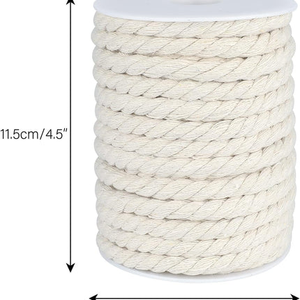 1/3 Inch Nautical Cotton Rope Crafts, 8mm x 65Feet Clothes line Rope for Outdoor,3 Ply White Rope Cord Unbleached Rope, Macrame Cord Rope for Clothesline, Baskets, Hangings Pots, Pet, Toys.