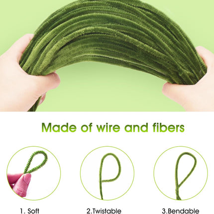 200Pcs Christmas Green Pipe Cleaners - Crafting Pipe Cleaners Chenille Stems, 12 Inch Home Arts Chenille Stems for DIY Crafts, New Year Winter Decor, Holiday Decor.