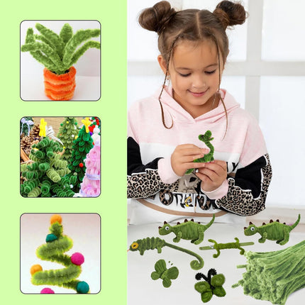 200Pcs Christmas Green Pipe Cleaners - Crafting Pipe Cleaners Chenille Stems, 12 Inch Home Arts Chenille Stems for DIY Crafts, New Year Winter Decor, Holiday Decor.