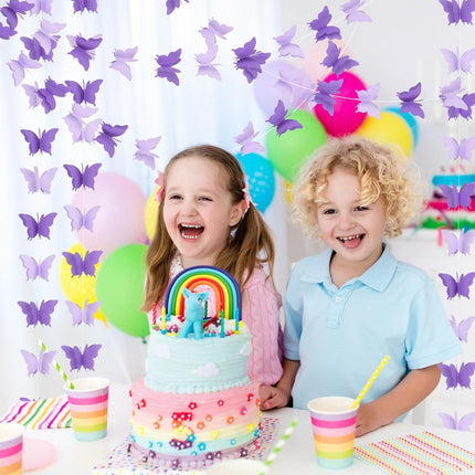 Butterfly Hanging Garlands - 3D Purple Paper Butterflies, 4 Packs - Birthday Decorations for Baby Showers, Home Decor, Weddings & Parties (39ft).