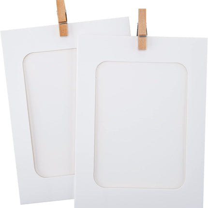 20Pcs Paper Photo Frames, 4x6Inch White Picture Display Holders, Cardborad Picture Frames with String and Clips, DIY Graduation Photo Hanging Banner for Home, Classroom, Offices.