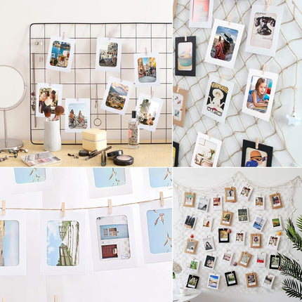 20Pcs Paper Photo Frames, 4x6Inch White Picture Display Holders, Cardborad Picture Frames with String and Clips, DIY Graduation Photo Hanging Banner for Home, Classroom, Offices.