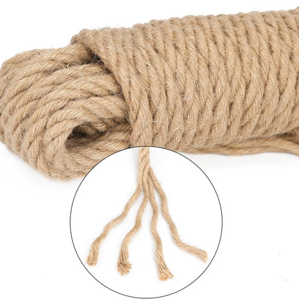 Jute Rope - 1/2 inch, 33 Feet x 12mm Thick, Heavy Duty Strong, Natural, for Crafts, Cat Scratching Post, Bundling, Hanging, Decorative.