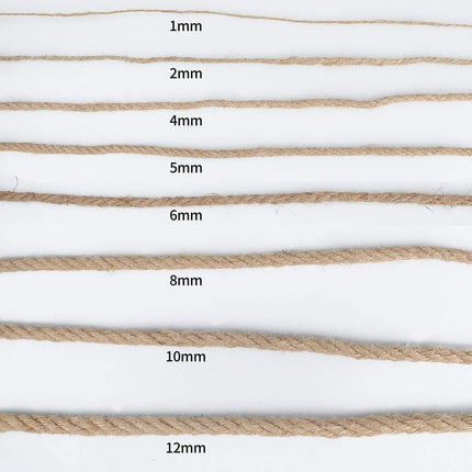 Jute Rope - 1/2 inch, 33 Feet x 12mm Thick, Heavy Duty Strong, Natural, for Crafts, Cat Scratching Post, Bundling, Hanging, Decorative.