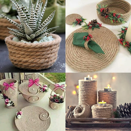 Jute Rope - 1/2 inch, 33 Feet x 12mm Thick, Heavy Duty Strong, Natural, for Crafts, Cat Scratching Post, Bundling, Hanging, Decorative.