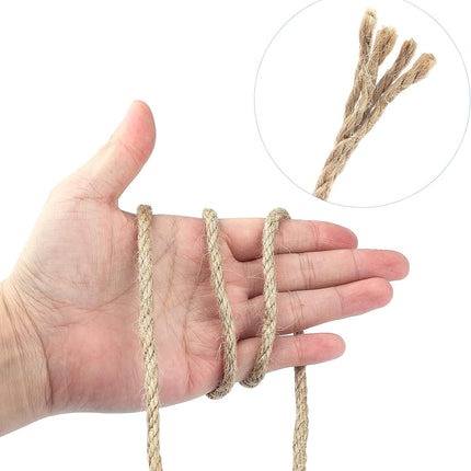 Jute Rope 1/4 Inch, 100 Feet Natural Twine, Strong Hemp, Brown Thick 6mm Heavy Duty for Crafts, Cat Scratching Post, Gardening, Bundling, Climbing Plants.
