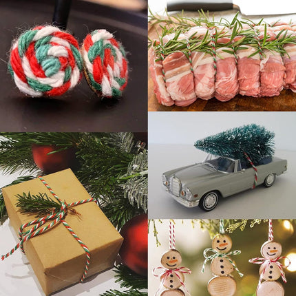 White Twine String and Red Green and White Bakers Twine String.