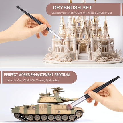 Drybrush Set - Premium Art Paintbrush Set for Miniatures, Ideal for Detailing - 6 Different Sizes.