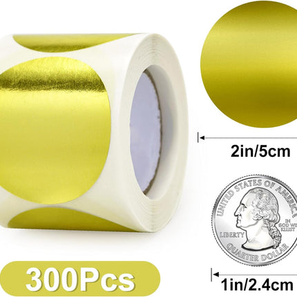 Embossing Stickers 300Pcs 2'' Gold Foil Seals Stickers for Certificates Self Adhesive Round Envelope Seal Label Sticker Roll Blank Embosser Stamp Sticker for Book Invitation Notary Seals.