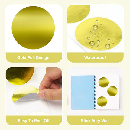 Embossing Stickers 300Pcs 2'' Gold Foil Seals Stickers for Certificates Self Adhesive Round Envelope Seal Label Sticker Roll Blank Embosser Stamp Sticker for Book Invitation Notary Seals.