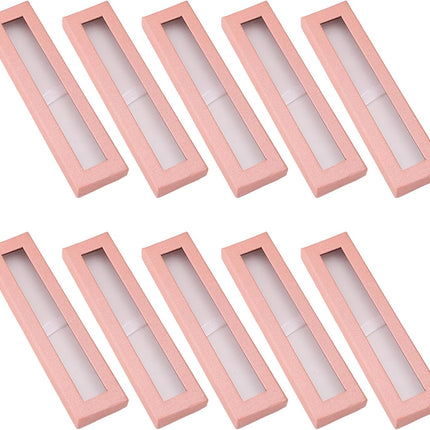 10 Pcs Empty pen gift box with Clear lid Single pen presentation Packaging Case Cardboard Jewelry Boxes with Cushion Suitable for Wedding Business Birthday Office Supplies Gift Packaging (Pink).