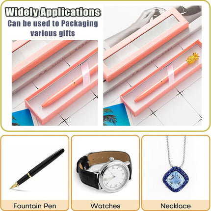 10 Pcs Empty pen gift box with Clear lid Single pen presentation Packaging Case Cardboard Jewelry Boxes with Cushion Suitable for Wedding Business Birthday Office Supplies Gift Packaging (Pink).