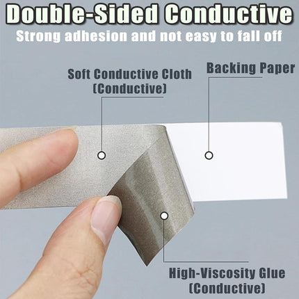 Faraday Cloth Conductive Adhesive High-Shielding Tape Waterproof Conductive Tape for Signal Screens for Electrical Connection EMI Shielding Display Repair Cable Interference Blocking (1 Inch x 65 Ft).