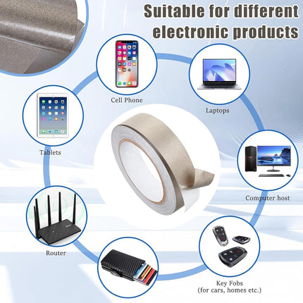 Faraday Cloth Conductive Adhesive High-Shielding Tape Waterproof Conductive Tape for Signal Screens for Electrical Connection EMI Shielding Display Repair Cable Interference Blocking (1 Inch x 65 Ft).