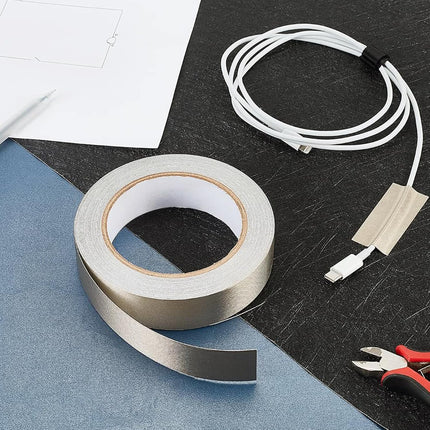 Faraday Cloth Conductive Adhesive High-Shielding Tape Waterproof Conductive Tape for Signal Screens for Electrical Connection EMI Shielding Display Repair Cable Interference Blocking (1 Inch x 65 Ft).