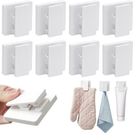 8 Pack Large Self Adhesive Clips Wall Tapestry Hanger No Drilling Adhesive Towel Holder Wall Tapestry Clips for Hanging Posters Photos Postcard Clip for Home Office School Decor (White).