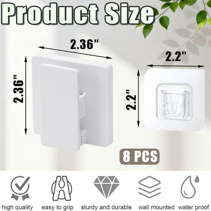 8 Pack Large Self Adhesive Clips Wall Tapestry Hanger No Drilling Adhesive Towel Holder Wall Tapestry Clips for Hanging Posters Photos Postcard Clip for Home Office School Decor (White).