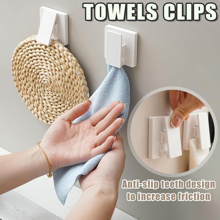 8 Pack Large Self Adhesive Clips Wall Tapestry Hanger No Drilling Adhesive Towel Holder Wall Tapestry Clips for Hanging Posters Photos Postcard Clip for Home Office School Decor (White).
