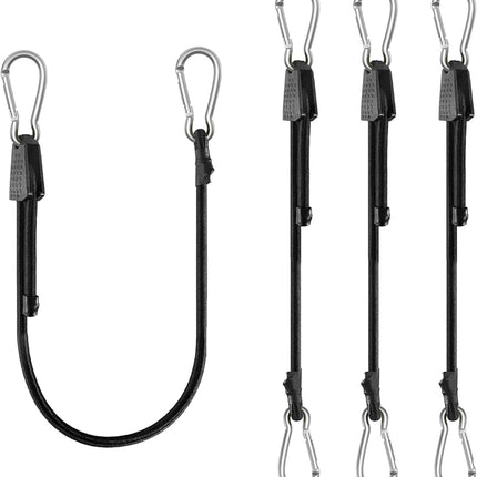 4 Pack 40 Inch Adjustable Carabiner Bungee Cords with Hooks Easy to Adjust from 35" to 60" Black Extra Strong Elastic Rope Outdoor Heavy Duty Bungee Straps for Camping Tarps Bike Rack Tent.