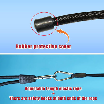 4 Pack 40 Inch Adjustable Carabiner Bungee Cords with Hooks Easy to Adjust from 35" to 60" Black Extra Strong Elastic Rope Outdoor Heavy Duty Bungee Straps for Camping Tarps Bike Rack Tent.