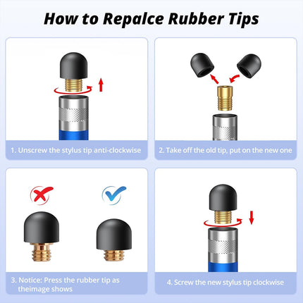 Rubber Tips for Stylus Pens (15 Pair, 0.2'' & 0.28'') Replacement nibs for Touch Screen Pen,Soft,No Scratches,Universal Stylus Ends.