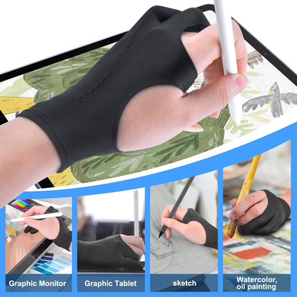 [Palm Rejection] Artist Drawing Glove 4 Pack iPad Gloves for Touch Screen PC Graphics Tablet Left and Right Hand 3 Layers Padding Digital Art Stylus Glove.