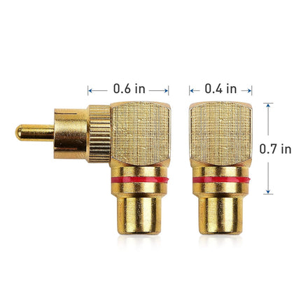 2-Pack Right Angle RCA Adapter, 90 Degree RCA Adapter.