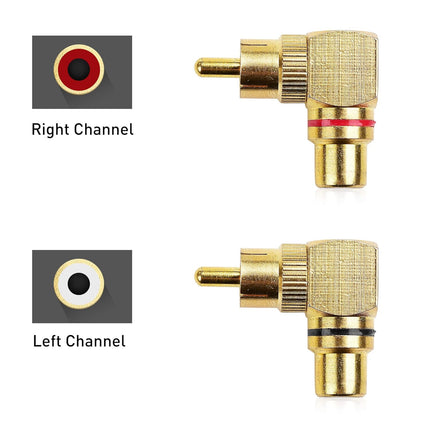 2-Pack Right Angle RCA Adapter, 90 Degree RCA Adapter.
