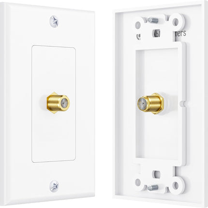2-Pack 1-Port TV Cable Wall Plate (Coax Wall Plate) in White.