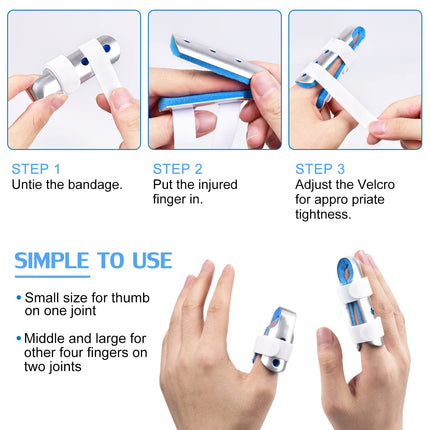 Finger Splint, 3PCS Finger Support Brace Stabilizer for Straightening Arthritis Knuckle Immobilization, Blue.