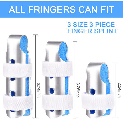 Finger Splint, 3PCS Finger Support Brace Stabilizer for Straightening Arthritis Knuckle Immobilization, Blue.