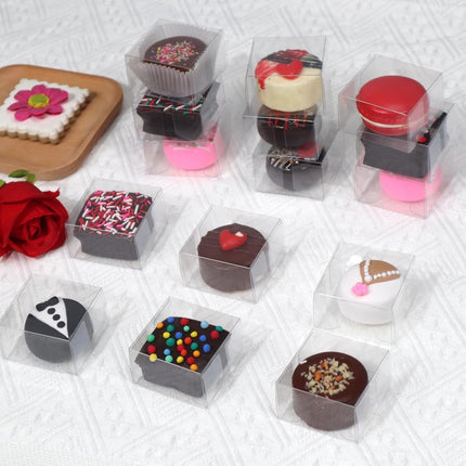 50Pcs 2.17x2.17x1.38 Inch Single Boxes for Chocolate Covered Ore, Macaron, Brownie, Treat, Candy, Small Gifts - Wedding, Bridal Shower, Birthday Party Favors.