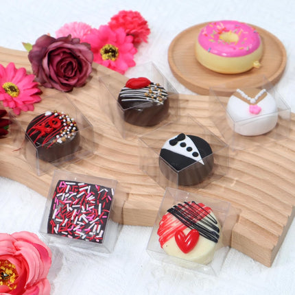 50Pcs 2.17x2.17x1.38 Inch Single Boxes for Chocolate Covered Ore, Macaron, Brownie, Treat, Candy, Small Gifts - Wedding, Bridal Shower, Birthday Party Favors.