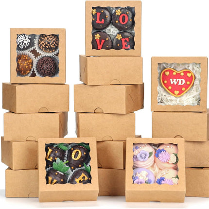 40 Pack Bakery Boxes 4x4x2 Inches Cookies Boxes Mini Bundt Cake Boxes Pie Boxes Cinnamon Roll Treat Boxes Chocolate Truffle Boxes Party Wedding Favor.