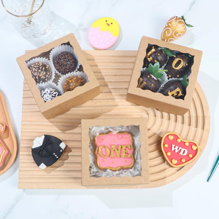 40 Pack Bakery Boxes 4x4x2 Inches Cookies Boxes Mini Bundt Cake Boxes Pie Boxes Cinnamon Roll Treat Boxes Chocolate Truffle Boxes Party Wedding Favor.