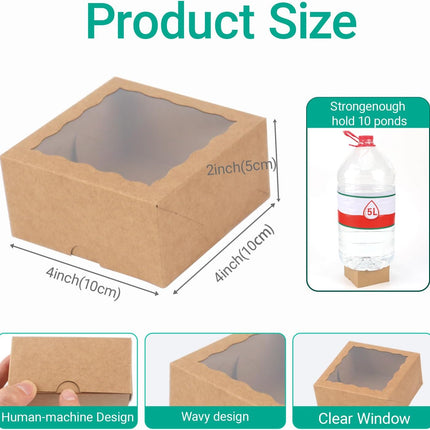 40 Pack Bakery Boxes 4x4x2 Inches Cookies Boxes Mini Bundt Cake Boxes Pie Boxes Cinnamon Roll Treat Boxes Chocolate Truffle Boxes Party Wedding Favor.