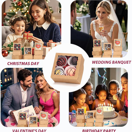 40 Pack Bakery Boxes 4x4x2 Inches Cookies Boxes Mini Bundt Cake Boxes Pie Boxes Cinnamon Roll Treat Boxes Chocolate Truffle Boxes Party Wedding Favor.