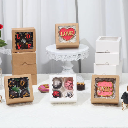 40 Pack Bakery Boxes 4x4x2 Inches Cookies Boxes Mini Bundt Cake Boxes Pie Boxes Cinnamon Roll Treat Boxes Chocolate Truffle Boxes Party Wedding Favor.