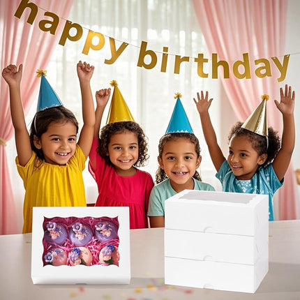 8PCS White Bakery Boxes with Window, 8x6x2.5 Inch Gift-Ready Pastry Box for Chocolate Strawberries, Macarons, Donuts, Truffles, Ores, Cookies, Donuts, Perfect for Different Holiday Celebrate.