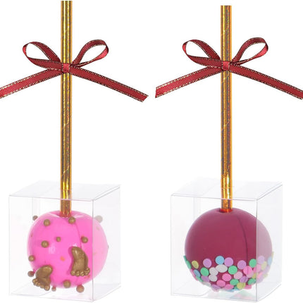 50Pcs 1.75" x 1.75" x 2" Single Clear Cake Pop Boxes Packaging with Hole Small Plastic Clear Treat Boxes for Wedding Favors Party Valentine's Halloween Easter Father's Mother's Day.