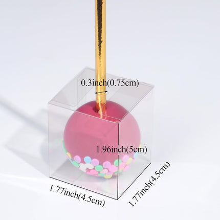 50Pcs 1.75" x 1.75" x 2" Single Clear Cake Pop Boxes Packaging with Hole Small Plastic Clear Treat Boxes for Wedding Favors Party Valentine's Halloween Easter Father's Mother's Day.