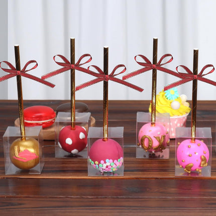 50Pcs 1.75" x 1.75" x 2" Single Clear Cake Pop Boxes Packaging with Hole Small Plastic Clear Treat Boxes for Wedding Favors Party Valentine's Halloween Easter Father's Mother's Day.
