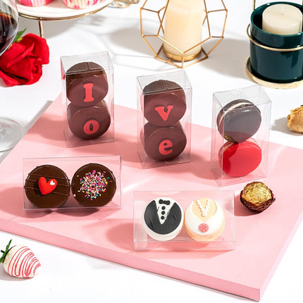 4.17x2.16x1.37Inch Chocolate Covered Orec Boxes Macaron for 2 Mini Treat Chocolate Truffle.