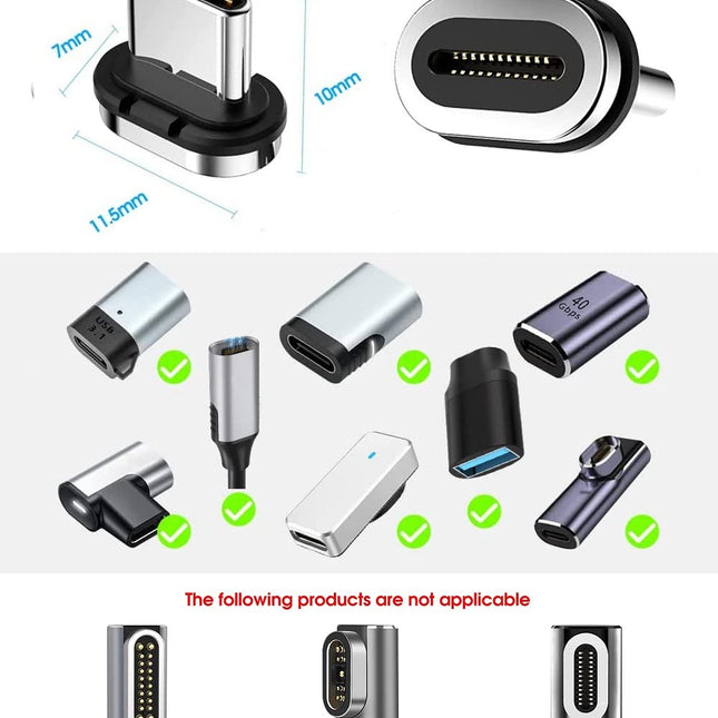 Magnetic Charging Tips(24pin USB C Tips) 5Pack, Magnetic Type-C Tips,Magnetic Connector Tips Head Compatible for Most Type C Phone Cable Adapter Tablet/Pad&SmartsDevices.