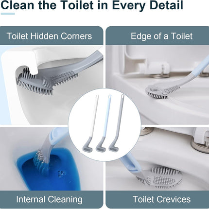 Golf Toilets Brushes, Toilet Cleaning Brush, Flexible Bendable Silicone Long Handled Toilet Brushes, 360°Deep Toilets Bowl Cleaning Brush,Quick Drying Scrubber for Bathroom with Hook (White).
