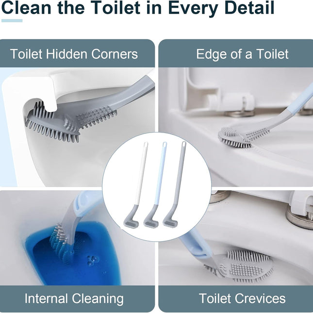 Golf Toilets Brushes, Toilet Cleaning Brush, Flexible Bendable Silicone Long Handled Toilet Brushes, 360°Deep Toilets Bowl Cleaning Brush,Quick Drying Scrubber for Bathroom with Hook (White).