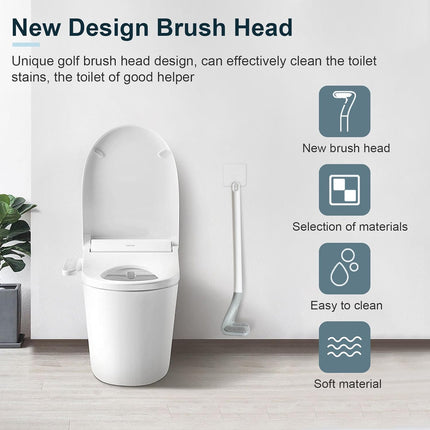 Golf Toilets Brushes, Toilet Cleaning Brush, Flexible Bendable Silicone Long Handled Toilet Brushes, 360°Deep Toilets Bowl Cleaning Brush,Quick Drying Scrubber for Bathroom with Hook (White).