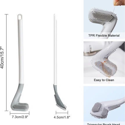 Golf Toilets Brushes, Toilet Cleaning Brush, Flexible Bendable Silicone Long Handled Toilet Brushes, 360°Deep Toilets Bowl Cleaning Brush,Quick Drying Scrubber for Bathroom with Hook (White).